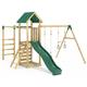 Rebo® Children's Adventure Playset Wooden Climbing Frame with Monkey Bars, Swings and Slide - Logan | OutdoorToys | Sturdy Wooden Construction, Pressure Treated Timber