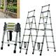 Telescopic Ladder, Portable 6+7 Steps Aluminium Extension Ladder, A-Frame Multi-Purpose Anti-Slip Extendable Loft Ladder Folding Ladder Lightweight Collapsible Ladder, Max Load 150kg, EN131 (2m+2.3m)