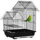 PawHut Metal Bird Cage with Stand for Parrot Cockatiel Budgie Finch Canary Food Containers Swing Ring Tray Handle Small Black 39 x 33 x 47 cm