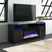 Wade Logan® Avishai 70" Media Console TV Stands w/ Electric Fireplace Wood in Black | 27.17 H x 70 W x 14.96 D in | Wayfair