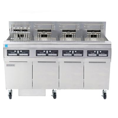 Frymaster FPRE414TC 240/3 Commercial Electric Fryer - (4) 50 lb Vats, Floor Model, 240v/3ph, Built-in Filtration System, Stainless Steel