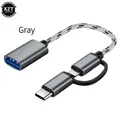Câble adaptateur USB 3.0 OTG 2 en 1 Micro USB type-c pour Samsung tresse en Nylon