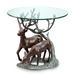 Aluminum / Glass Deer Pair End Table 24 Inch Diameter - 24.5 X 24 X 24 inches