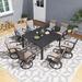 Patio Swivel Dining Chairs with Sunbrella Textilene Mesh Fabric, Outdoor Furniture Gentle Rocker Chair with Back and Arm