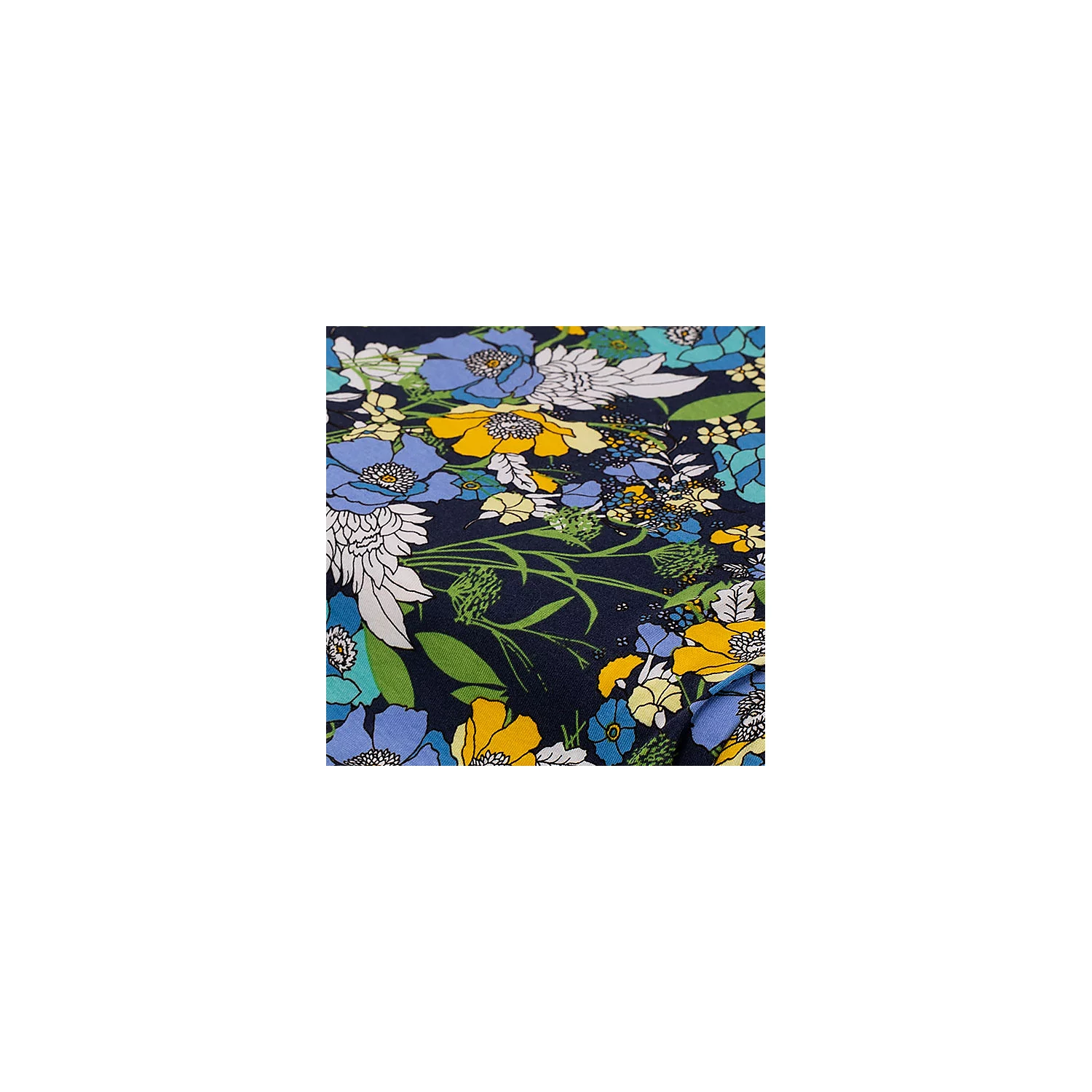 Viskose-Jersey Sommerblumen, blau-color Image