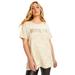 Plus Size Women's Scoop-Neck Graphic Tee by June+Vie in Oatmeal Ivory Graphic (Size 10/12)
