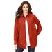 Plus Size Women's Faux Suede Lazer-Cut Big Shirt by Roaman's in Copper Red Open Medallion (Size 32 W)