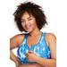 Plus Size Women's Full Figure Plus Size Zip Up Front-Closure Sports Bra Wirefree #9266 Bra by Glamorise in Blue Tie-dye (Size 34 D)