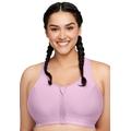 Plus Size Women's Full Figure Plus Size Zip Up Front-Closure Sports Bra Wirefree #9266 Bra by Glamorise in Lavender (Size 36 DD)