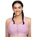 Plus Size Women's Full Figure Plus Size Zip Up Front-Closure Sports Bra Wirefree #9266 Bra by Glamorise in Lavender (Size 44 D)