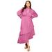 Plus Size Women's Asymmetrical Chiffon Midi Dress by June+Vie in Mauve Orchid (Size 18/20)