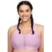 Plus Size Women's Full Figure Plus Size Zip Up Front-Closure Sports Bra Wirefree #9266 Bra by Glamorise in Lavender (Size 36 B)