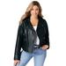 Plus Size Women's Leather Moto Jacket by Jessica London in Black (Size 24 W)