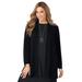 Plus Size Women's Stretch Knit Open Front Knit Topper by The London Collection in Black (Size S)