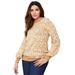 Plus Size Women's Jacquard Pullover Sweater by June+Vie in Camel Dotted Animal (Size 26/28)