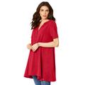 Plus Size Women's Button-Detailed Ultimate Tunic by Roaman's in Classic Red (Size 26/28)
