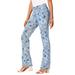 Plus Size Women's Reversible Printed Bootcut Jean by Denim 24/7 in Blue Blooming Rose (Size 28 W)