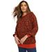 Plus Size Women's Jacquard Pullover Sweater by June+Vie in Copper Ikat Medallion (Size 22/24)