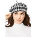 Women's Houndstooth Beret by Accessories For All in Houndstooth Black