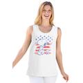 Plus Size Women's Red, White & Blue Snoopy Flag Tee by Peanuts in White Snoopy (Size S)