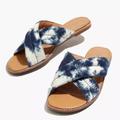 Madewell Shoes | Madewell The Skyler Slide Sandals Tye Dye Blue White Puffy Slip On Size 7 | Color: Blue/White | Size: 7