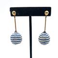 J. Crew Jewelry | J Crew Striped Bead Drop Earrings 2.5" Dangle Blue & White Pierced | Color: Blue/Gold | Size: 2.5 Inches