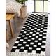 Lahome Checkered Boho Hallway Runner Rug, 2x6 Laundry Room Rug Black and White Rug for Bedroom Washable Runner Rug with Tassels, Farmhouse Tufted Bath Mat Non-Shedding Carpet Runner for Bathroom