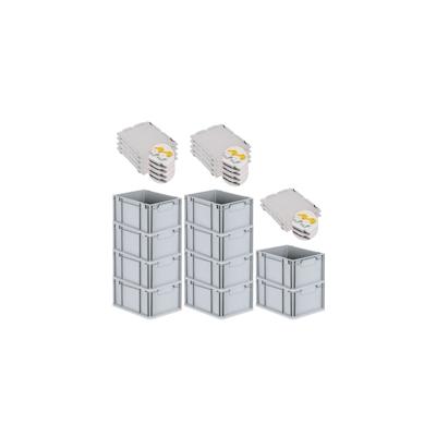 PROREGAL SuperSparSet 10x Eurobox NextGen Economy mit Scharnierdeckel & gelben Verschlüssen, Griffe zu, HxBxT 22x30x40cm, 20L, Eurobehälter Image