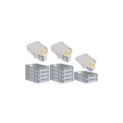 PROREGAL SuperSparSet 10x Eurobox NextGen Economy mit Scharnierdeckel & gelben Verschlüssen, Griffe offen, HxBxT 12x40x60cm, 23L, Eurobehälter, Box Image