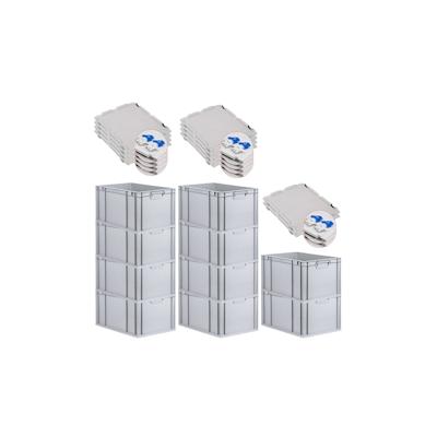 PROREGAL 10x Eurobox NextGen Grip mit Scharnierdeckel & blauen Verschlüssen | HxBxT 32x40x60cm | 65 Liter | Griffe geschlossen | Verstärkter Boden Image