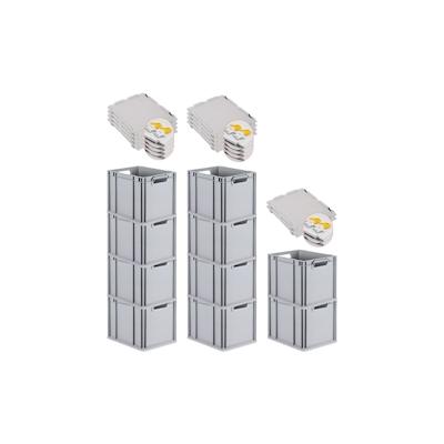 PROREGAL 10x Eurobox NextGen Grip mit Scharnierdeckel & gelben Verschlüssen | HxBxT 32x30x40cm | 30 Liter | Griffe offen | Glatter Boden Image