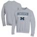 Men's Champion Gray Michigan Wolverines Gymnastics Stack Powerblend Pullover Sweatshirt