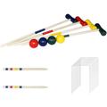 Set de Jeu de Croquet en Bois pour Jardin pour 4 Joueurs avec Maillets, Pieux, Arceaux et Balles