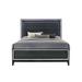 Easy Assembly,Contemporary Queen Bed, LED & Weathered Finish, Strong and Durable Shimmering Silver Trim Accent