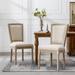 2Pcs French Style Linen Upholstered Dining Chairs with Solid Wood Legs