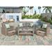 Patio Furniture Set, 4 Piece Outdoor Conversation Set All Weather Wicker Sectional Sofa, Ottoman and Cushions