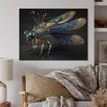 Mercer41 Cybernetic Dragonfly In Blue & Gold I Cybernetic Dragonfly In Blue & Gold I - Unframed Print on Wood Metal in Blue/Brown | Wayfair