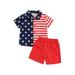 Sunisery Toddler Baby Boy 4th of July Outfit Letter Short Sleeve Shirt Top Shorts Sets Cute American Flag Summer Clothes