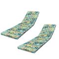 2-Pieces Outdoor Lounge Chair Soft Flower Design Cushion Replacement Patio Funiture Seat Cushion with Zipper and Removable Form Set of 2 Chaise Lounge Cushion for Outdoor Recliner Chair Blue