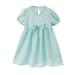 Rovga Fashion Dresses For Girls Children Kid Solid Bubble Sleeve Bowknot Princess Dress Outfits Clothes