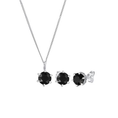 Elli - Kristall Solitär Kette Ohrringe 925 Silber Schmuck-Set Damen