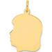 14K Yellow Gold Plain Medium .009 Gauge Facing Left Engravable Girl Head Charm (27 X 17) Made In United States xm115/09