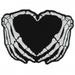 SKELETON HEART PATCH - Skeleton Finger Heart Shape Thread Iron-On Heat Sealed Backing / Sew-On PATCH 3.5 x 3