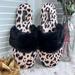 Victoria's Secret Shoes | Euc Victoria’s Secret Soft Fur Trim Leopard Print Padded Hard Sole Slippers L | Color: Black/Cream | Size: Large