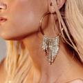 Free People Jewelry | Crystal Tassle Hoop Earrings | Color: Gold | Size: Os