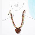 Anthropologie Jewelry | Dannijo Retro Heart Necklace | Color: Brown/Red | Size: Os