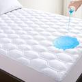 King Mattress Protector, Waterproof Soft Breathable King Size Mattress Pad with 6-18 inches Deep Pocket, Quilted Thick Filling King Mattress Cover, White