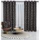 Prime Linens Richmond Curtains for Living Room Ring Top Jacquard Curtains Fully Lined Modern Panels Eyelet Curtains for Bedroom with Tie Backs (Choco/Brown, 66" x 54")