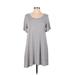 Pink Lily Casual Dress - A-Line Scoop Neck Short sleeves: Gray Print Dresses - Women's Size Medium