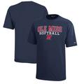 Youth Champion Navy Ole Miss Rebels Stacked Logo Softball T-Shirt